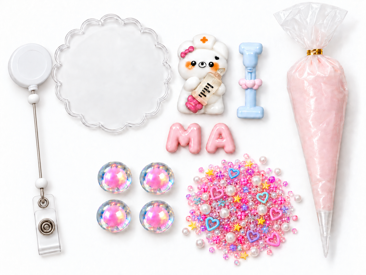 IV Nurse Bear MA decoden cream badge reel DIY kit contents