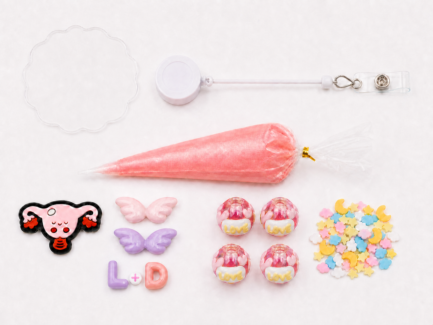 L+D Labor and Delivery decoden badge reel DIY kit contents