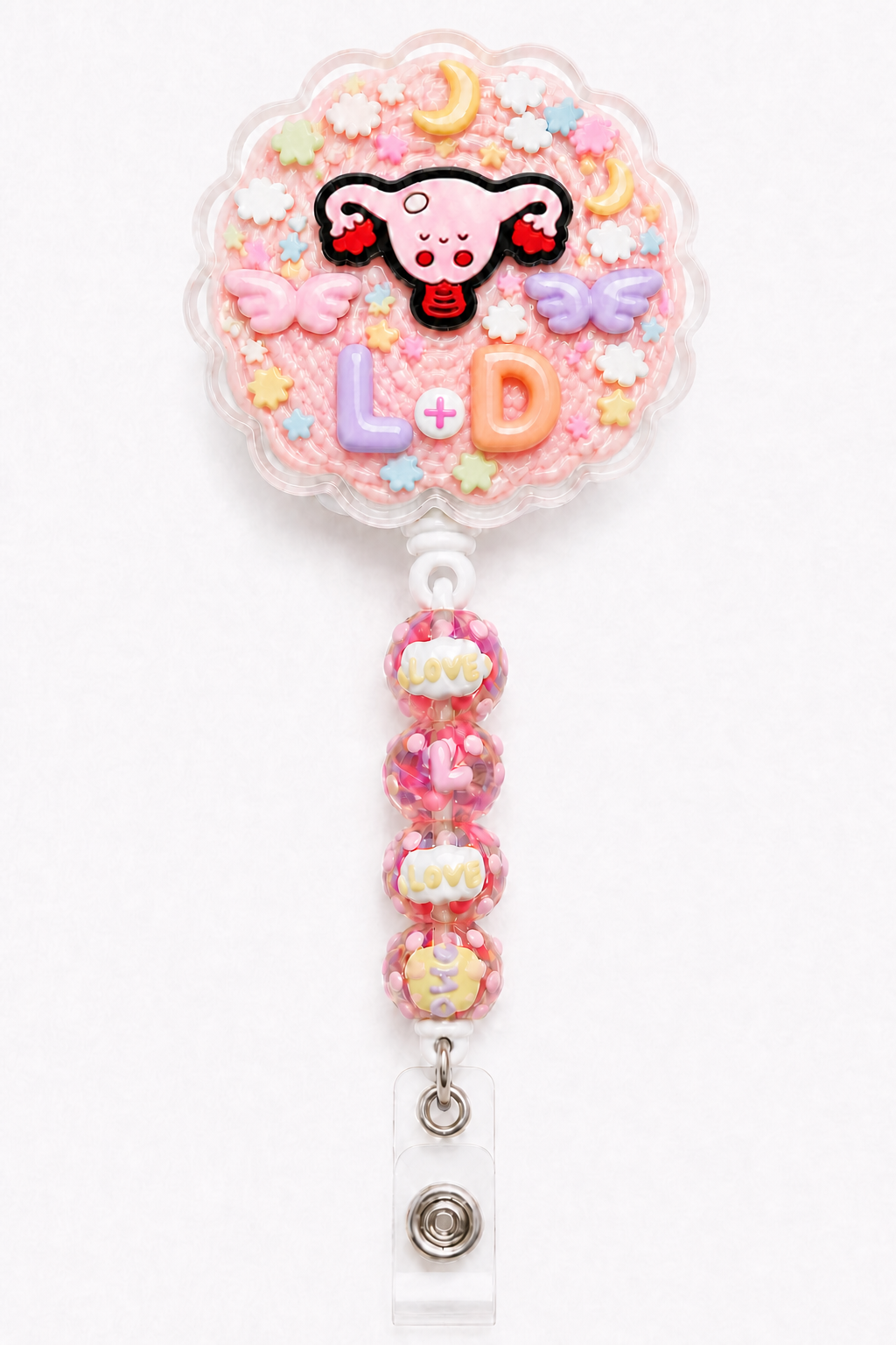 L+D Labor and Delivery decoden cream badge reel finished design