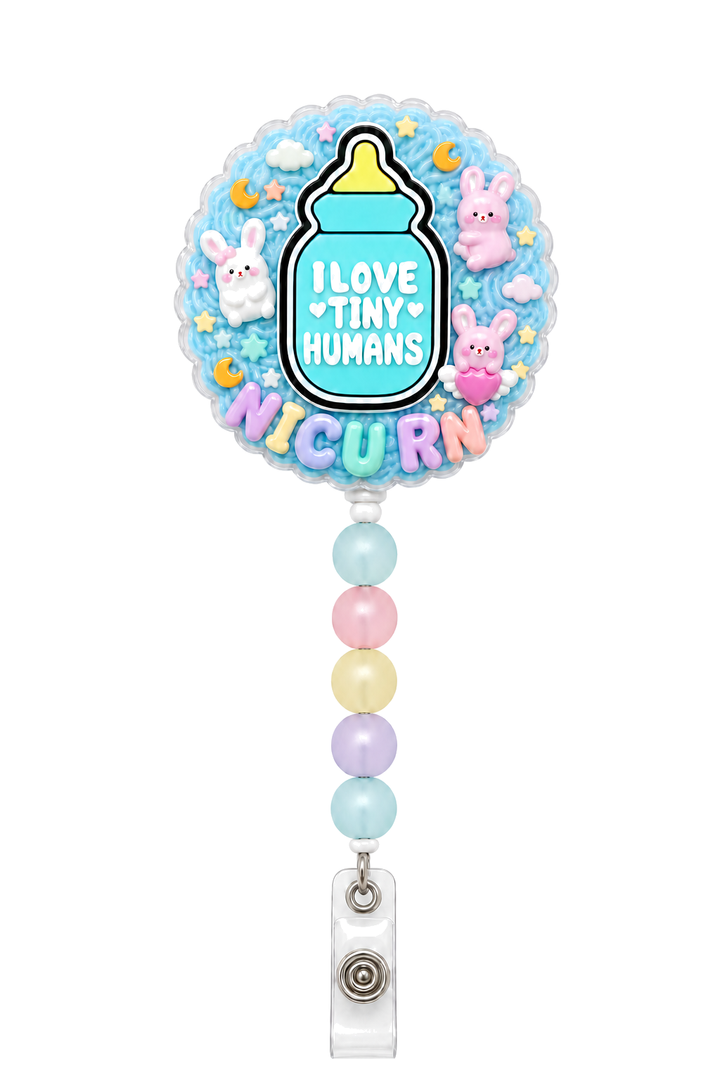 Decoden Cream Badge Reel — NICU RN Tiny Humans Edition