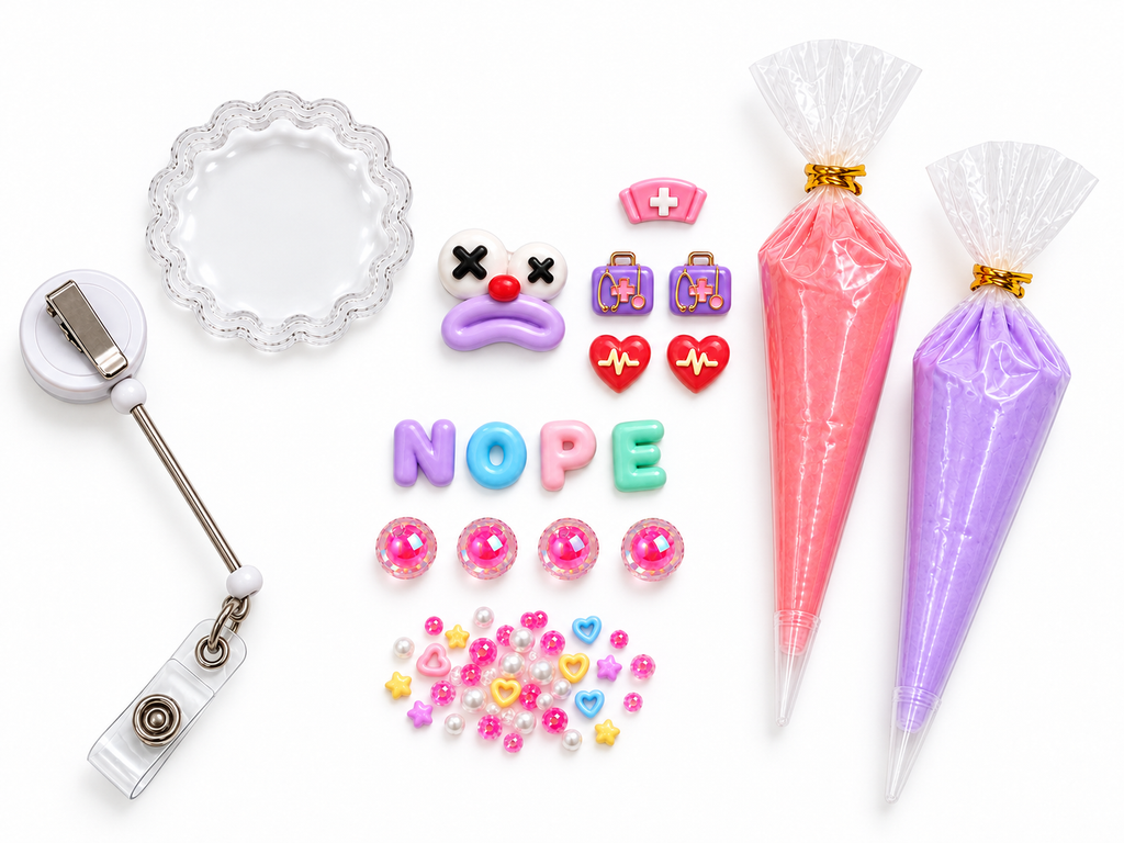 NOPE Not Another Shift decoden cream badge reel design details