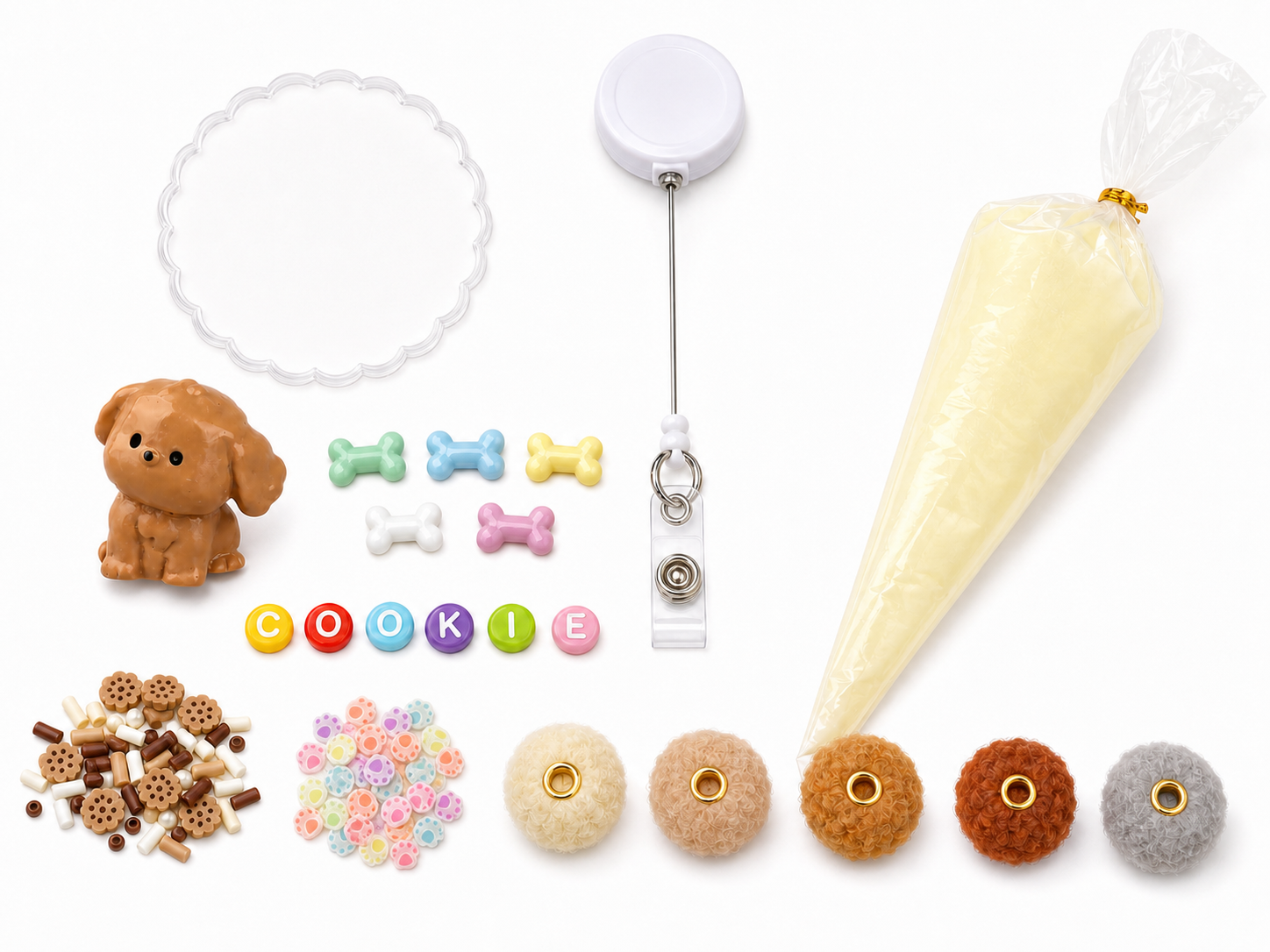 COOKIE puppy glow decoden badge reel DIY kit contents