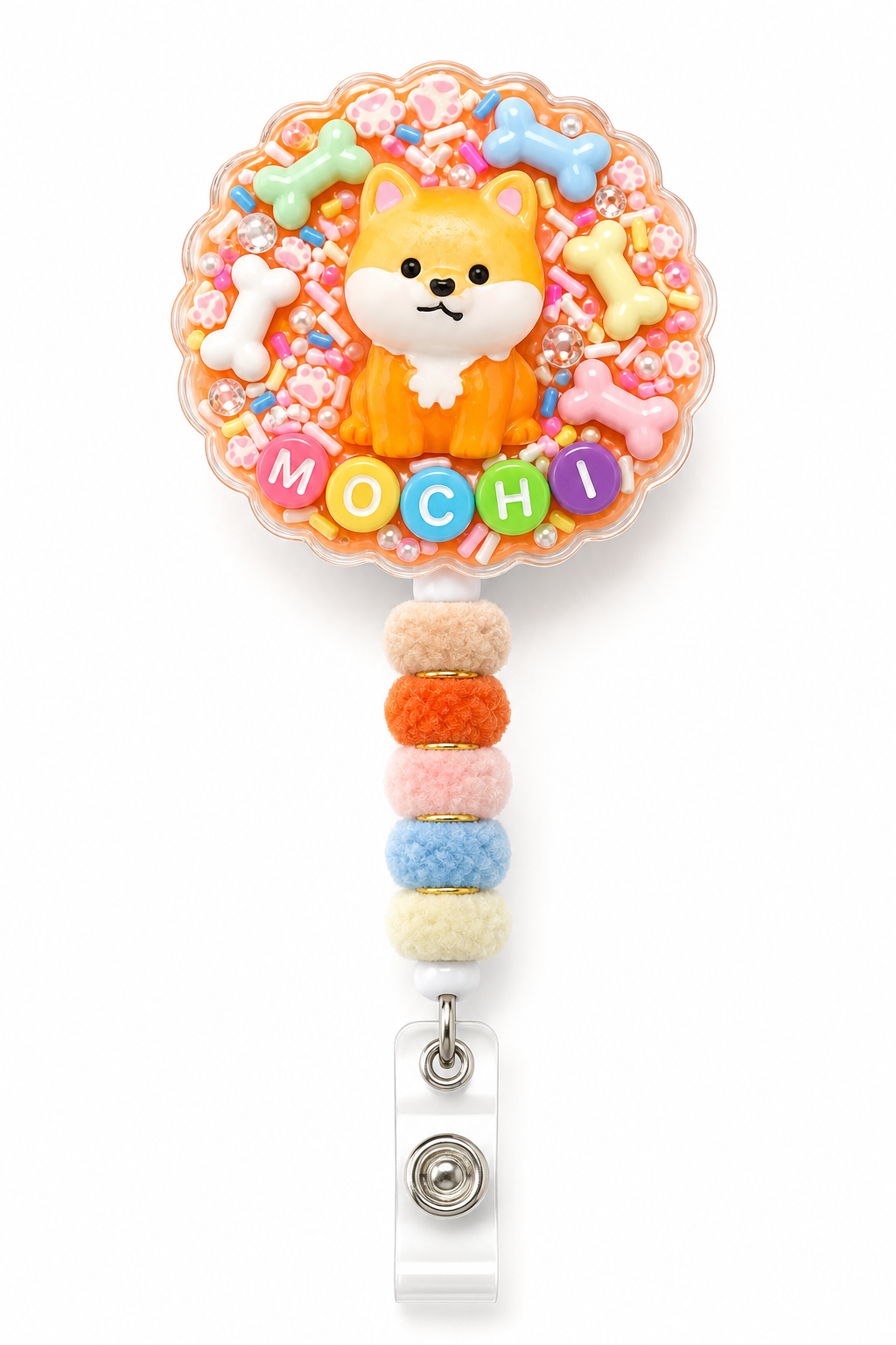 MOCHI Shiba glow decoden cream badge reel finished design