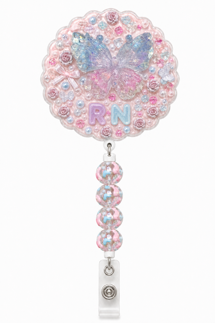 Decoden Cream Badge Reel — Crystal Butterfly RN Glow Edition