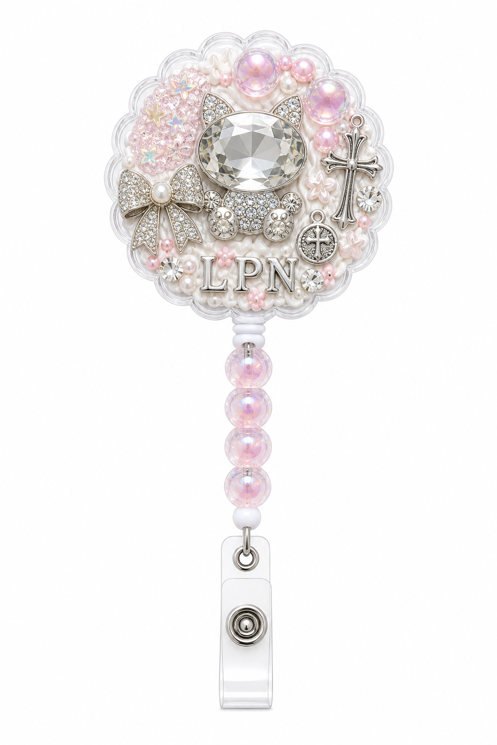 Decoden Cream Badge Reel — LPN Crystal Edition