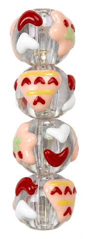 Peach &amp; red lampwork beads
