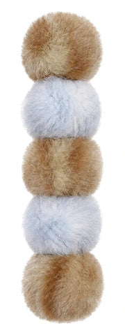Brown and white faux-fur pompoms