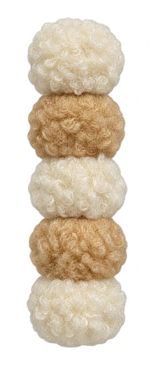 Cream and camel boucle pompoms