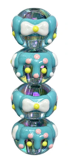 Aqua floral lampwork beads